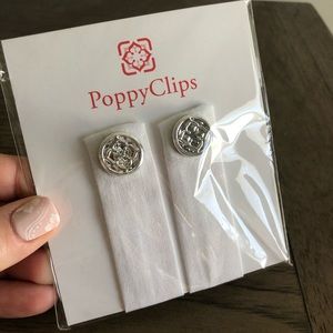 BNIB white and silver Poppy Clips